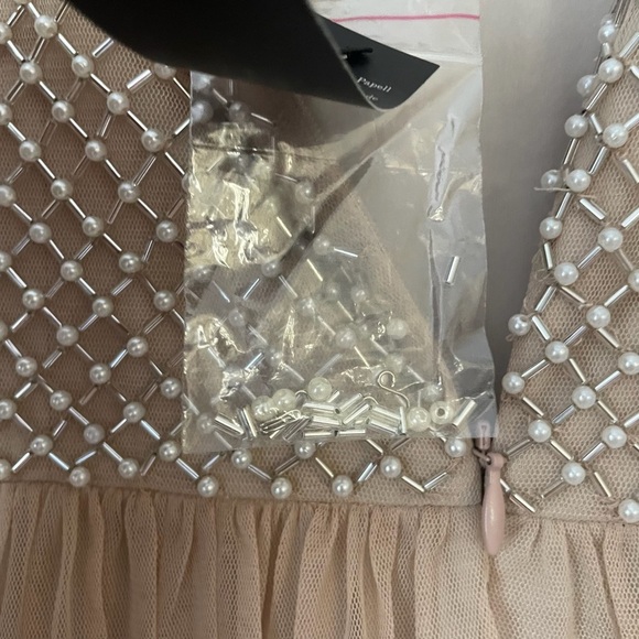 Adrianna Papell Anthropologie Champagne Bryce Beaded Gown Dress Sz 2 NWT - Picture 13 of 14